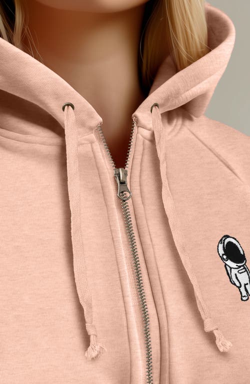 Shop Dalix Astronaut Zip Fleece Hoodie In Blush
