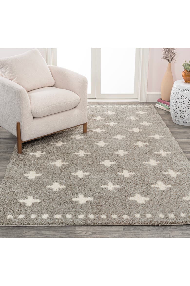Cristo Berber Geometric Shag Area Rug, Alternate, color, Gray/Ivory