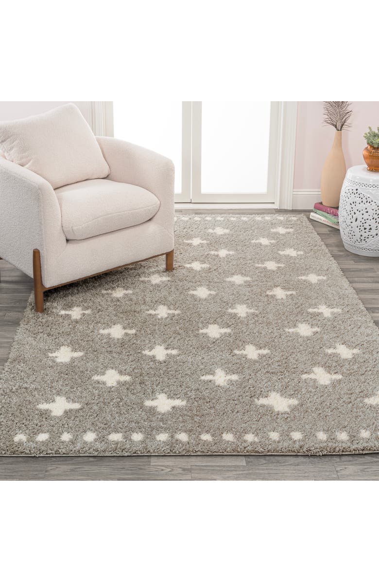 JONATHAN Y Cristo Berber Geometric Shag Area Rug, Alternate, color, Gray/Ivory