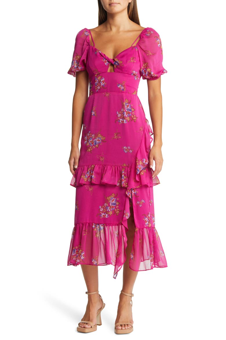 The Delilah Midi Dress, Main, color, MAGENTA BOUQUET