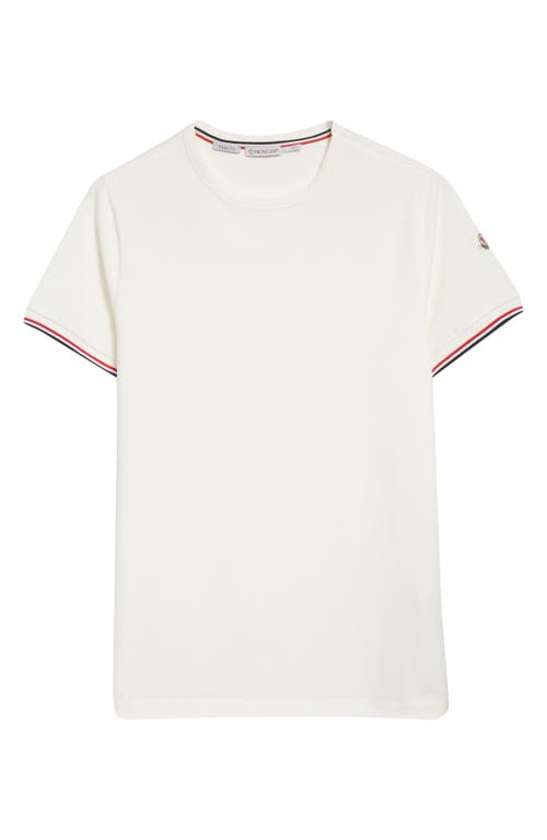 Moncler Tipped Cotton Stretch Jersey T-shirt In Ivory/ivory