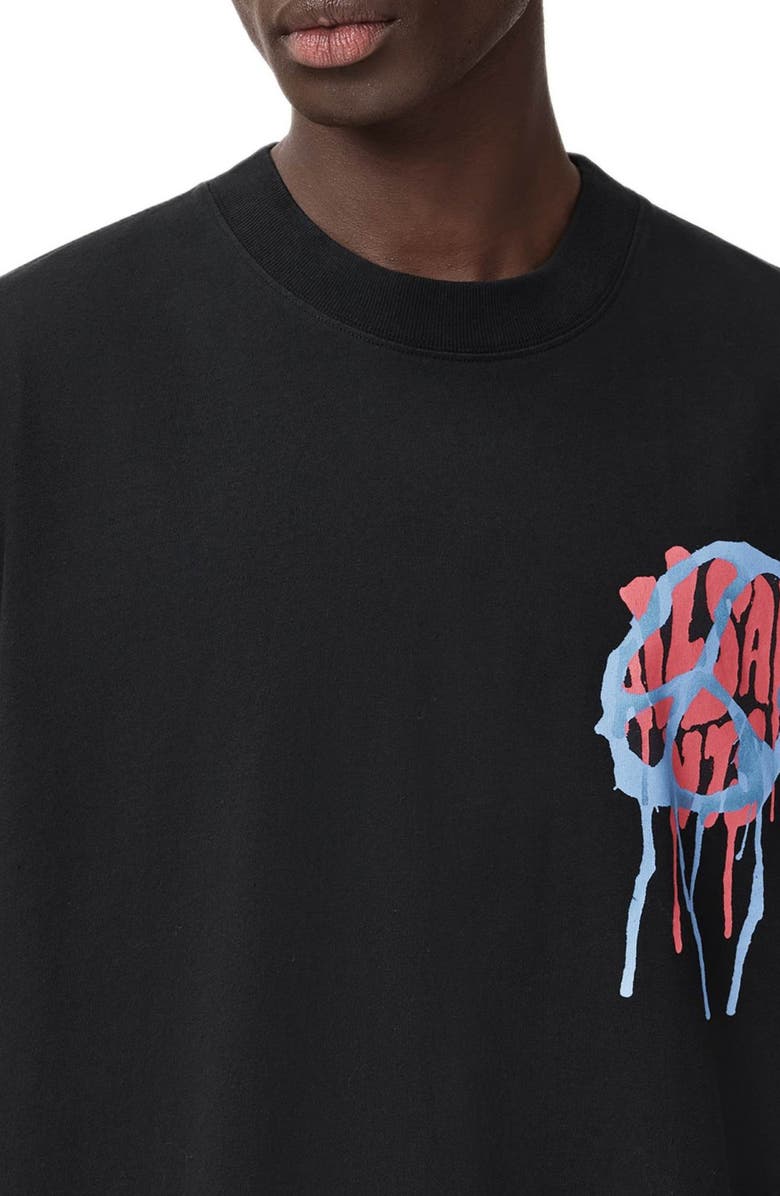 AllSaints Runner Oversize Cotton Crewneck T-Shirt, Alternate, color, Washed Black