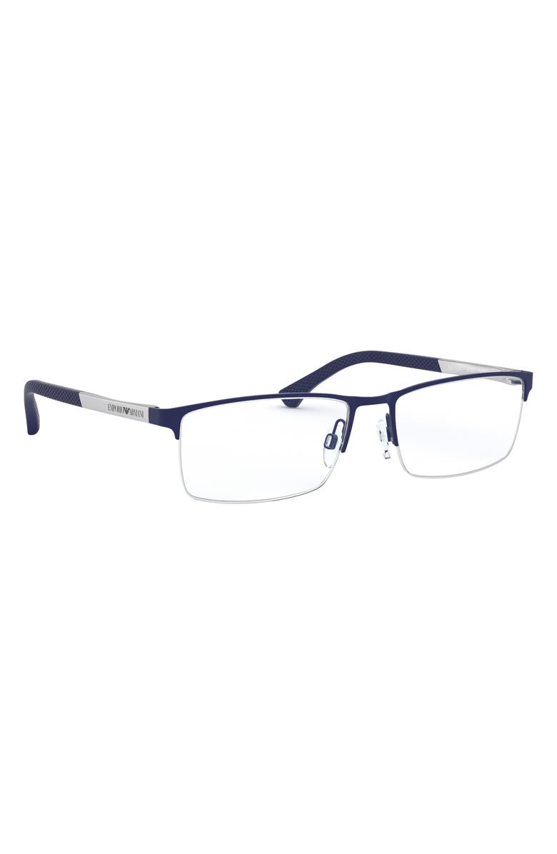 Emporio Armani 53mm Half Rim Optical Glasses, Alternate, color, Rubber Blue / Demo Lens