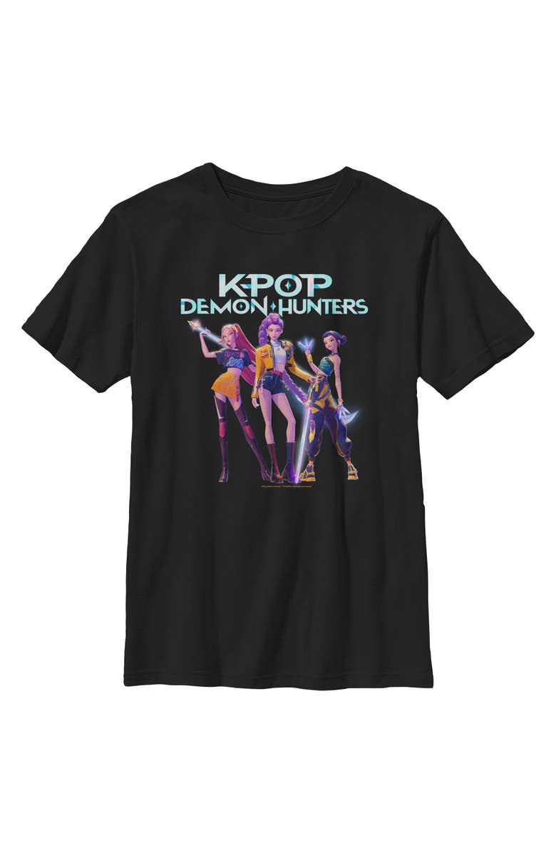 KPop Demon Hunters Boy's KPop Demon Hunters Girls Group Shot  Graphic T-Shirt, Main, color, Black