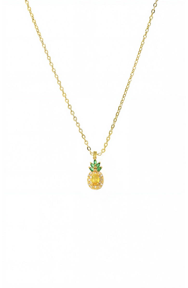 BY ADINA EDEN CZ Yellow & Green Pineapple Pendant Necklace, Main, color, Yellow