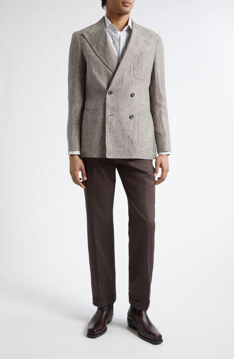 J. Mueser Waverly Double Breasted Linen Blazer, Alternate, color, Brown