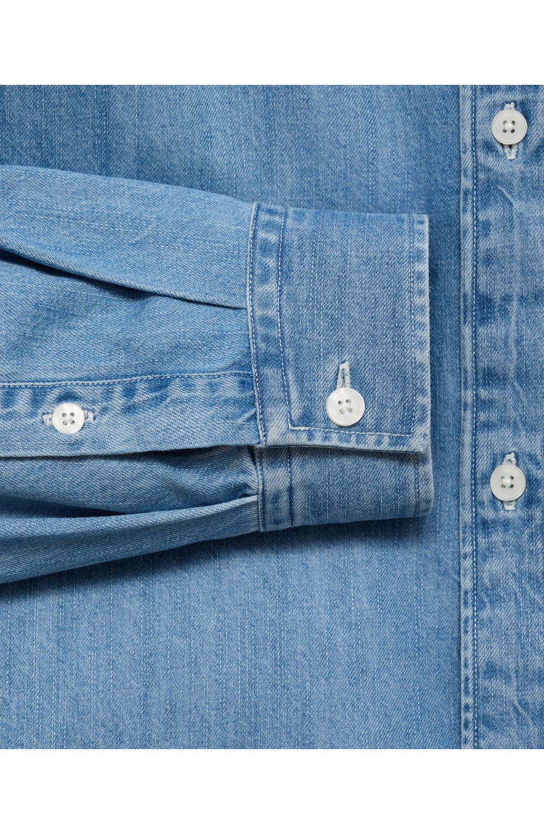 MANGO Cotton Denim Button-Down Shirt, Alternate, color, Light Blue