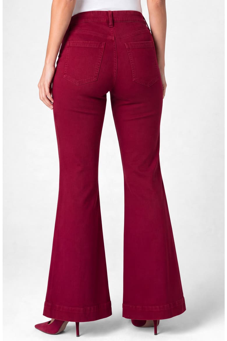 Hannah Wide Hem Mid Rise Flare Jeans, Alternate, color, WILD CRANBERRY