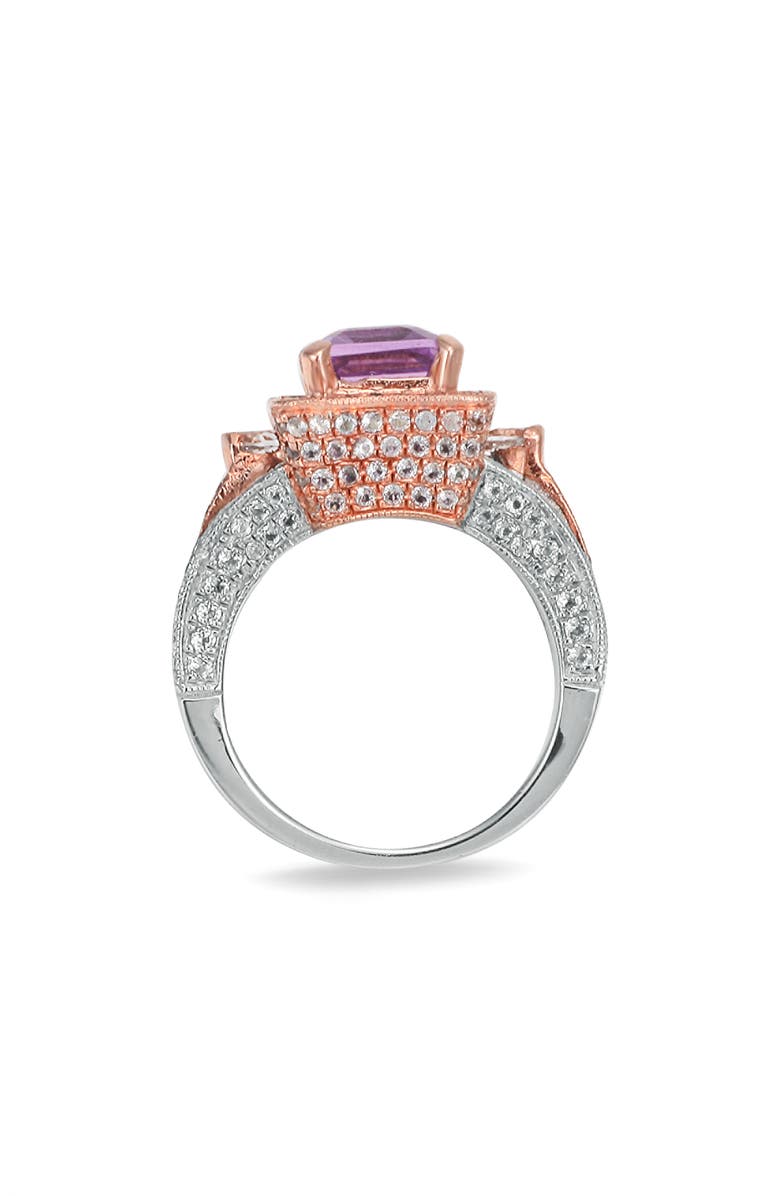 SUZY LEVIAN Two-Tone Emerald Cut Amethyst & White Topaz Halo Ring, Alternate, color, 