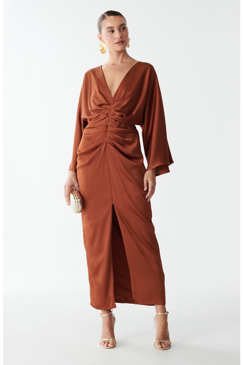 Deliliah Midi Dres, Alternate, color, Rust
