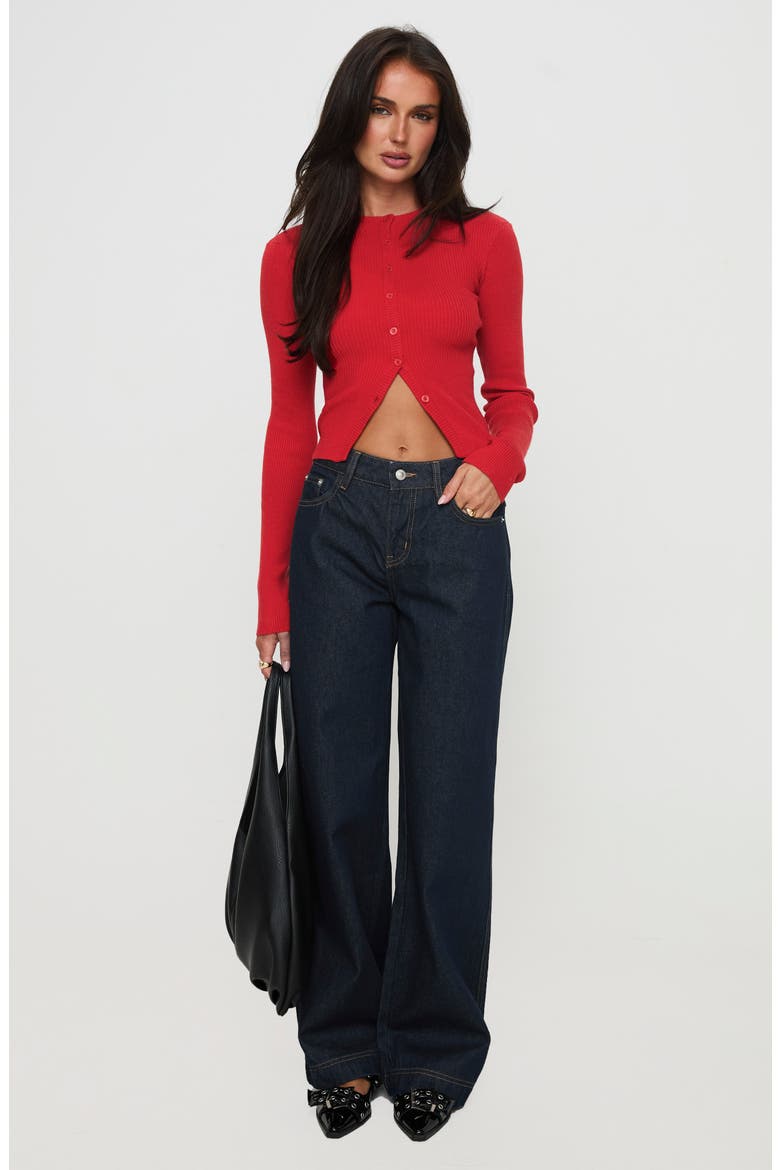 Suzu Rib Cardigan, Alternate, color, RED