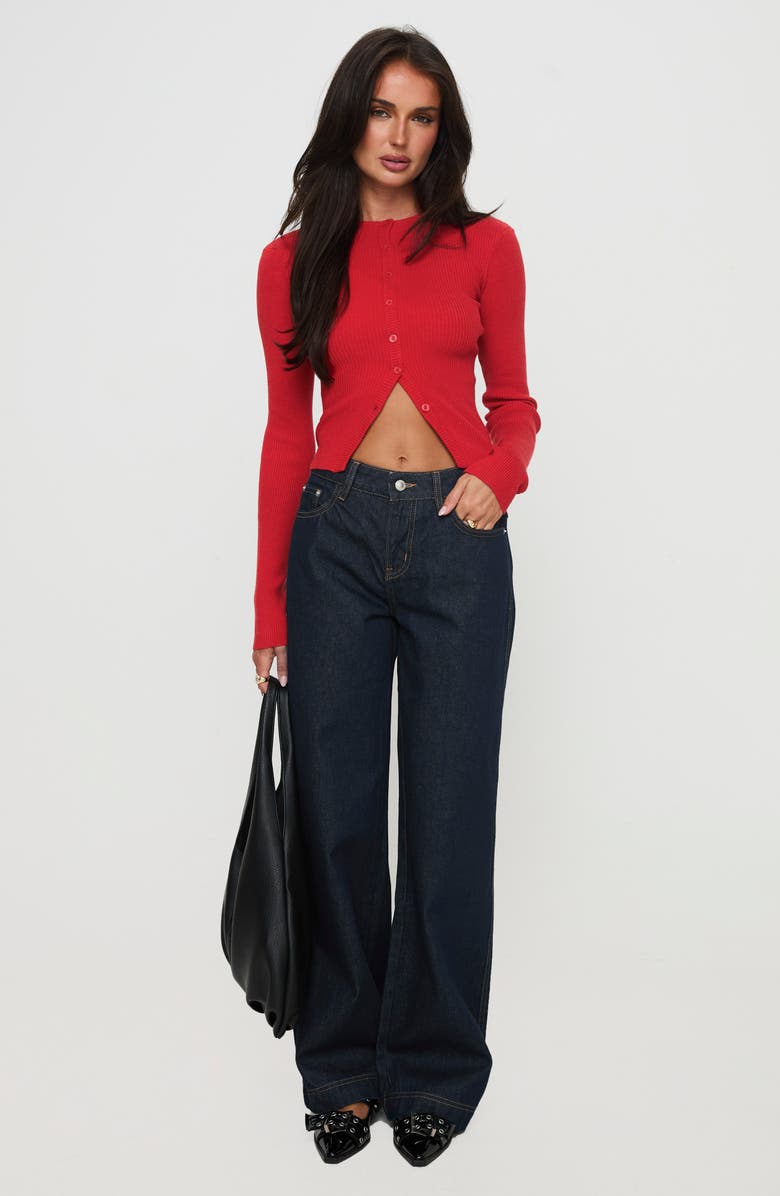 Princess Polly Suzu Rib Cardigan, Alternate, color, Red