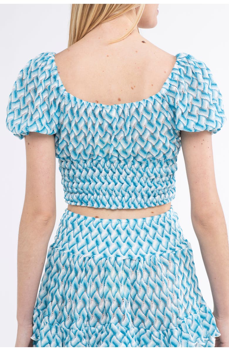 Sunday St. Tropez Natalia Knit Cover-Up Ruffle Mini Skirt, Alternate, color, Turquoise