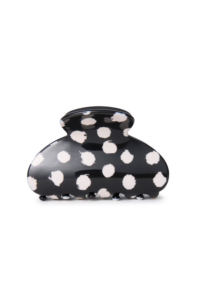 Lele Sadoughi Mini Polka Dot Claw Clip, Main, color, Jet 001