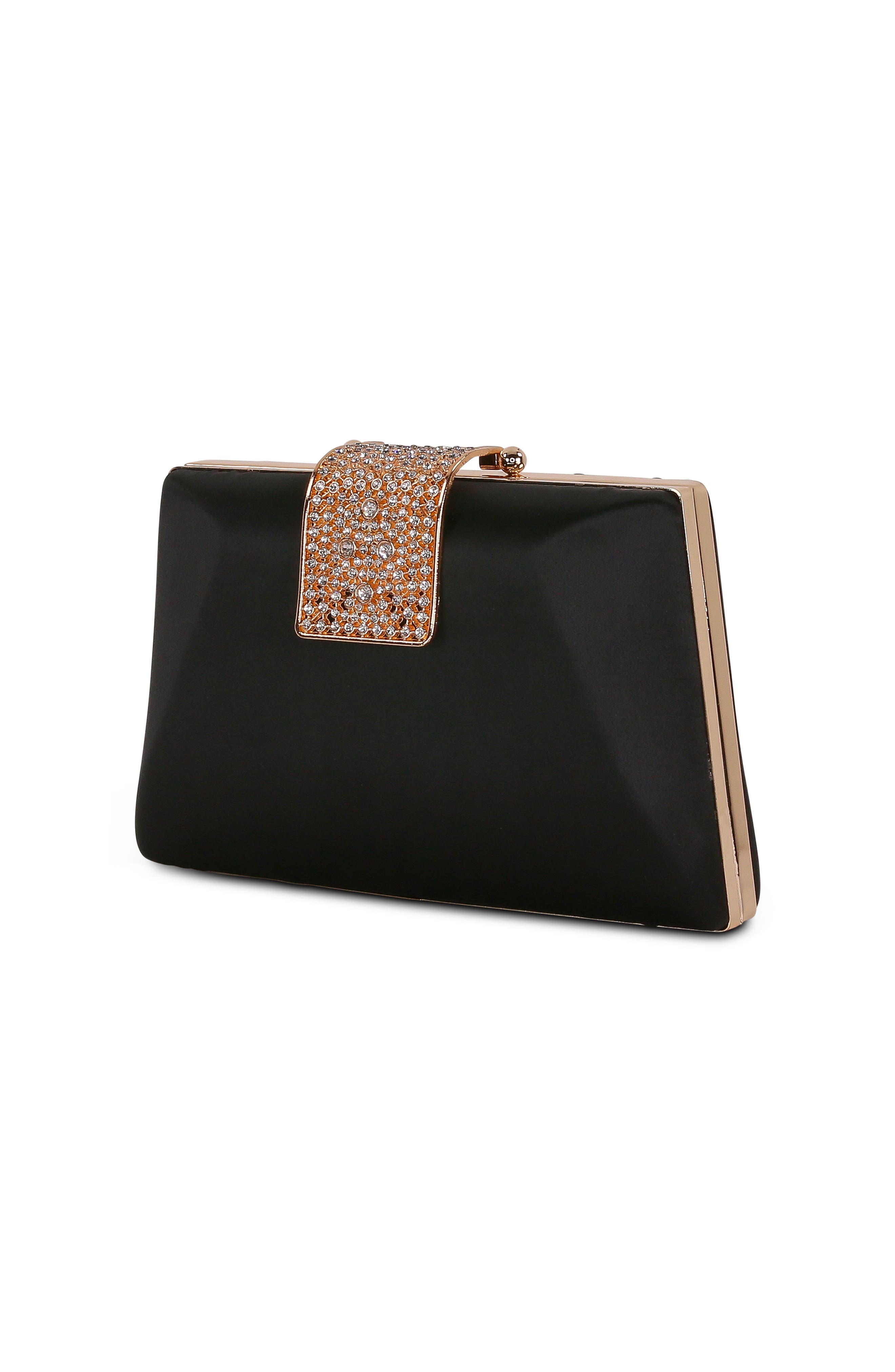 Jewel Badgley Mischka Amira Faceted Minaudiere, Alternate, color, Black