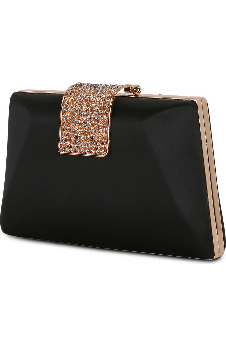 Jewel Badgley Mischka Amira Faceted Minaudiere, Alternate, color, Black