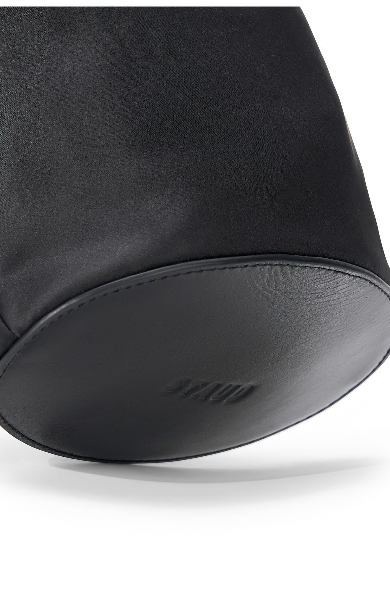 STAUD Lila Satin Mini Bucket Bag, Alternate, color, Black