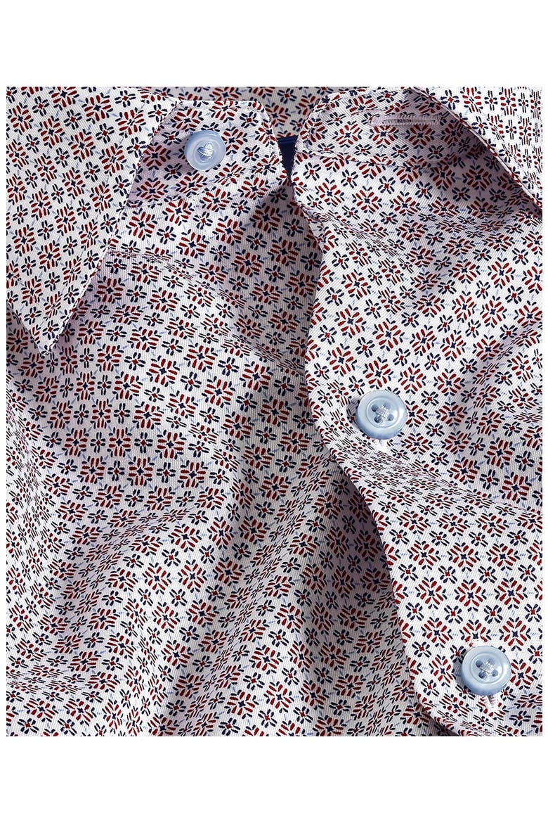 Geometric Print Sport Shirt, Alternate, color, WHITE/ MERLOT