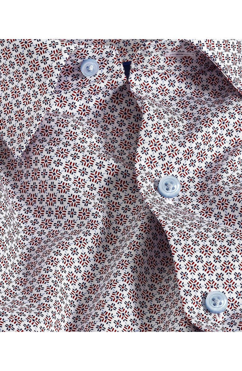 David Donahue Classic Fit Geometric Dress Shirt, Alternate, color, White/ Merlot