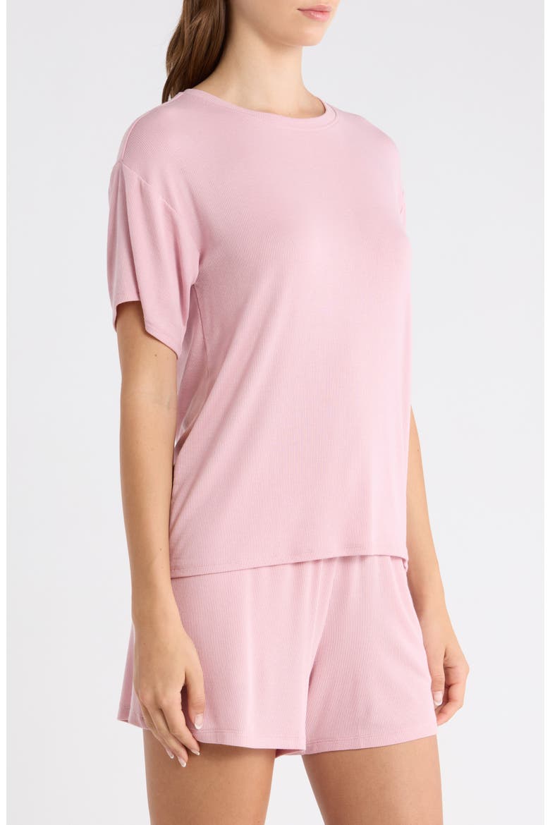 Moonlight Eco Easy Rib Short Pajamas, Alternate, color, PINK ZEPHYR