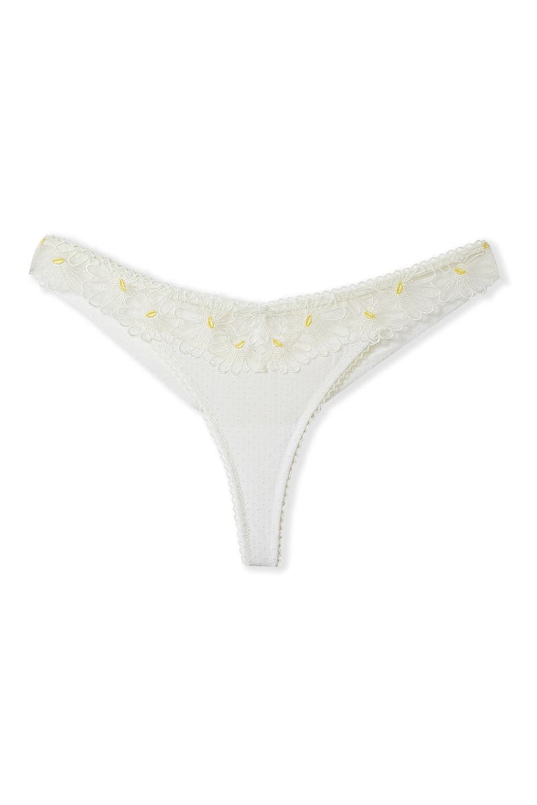Daisy Embroidered Tanga Thong, Alternate, color, ECRU