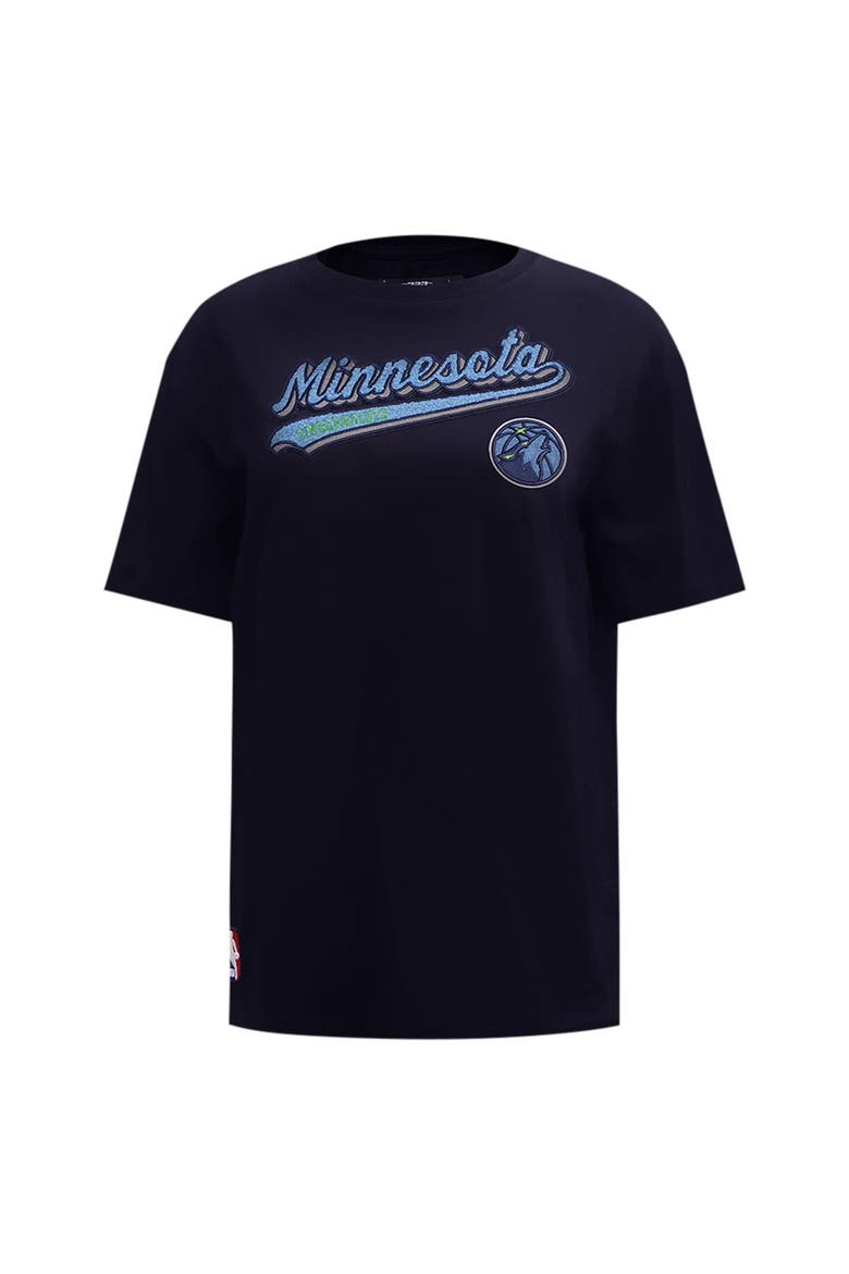 Women's Pro Standard Navy Minnesota Timberwolves Script Boyfriend T-Shirt, Alternate, color, Navy