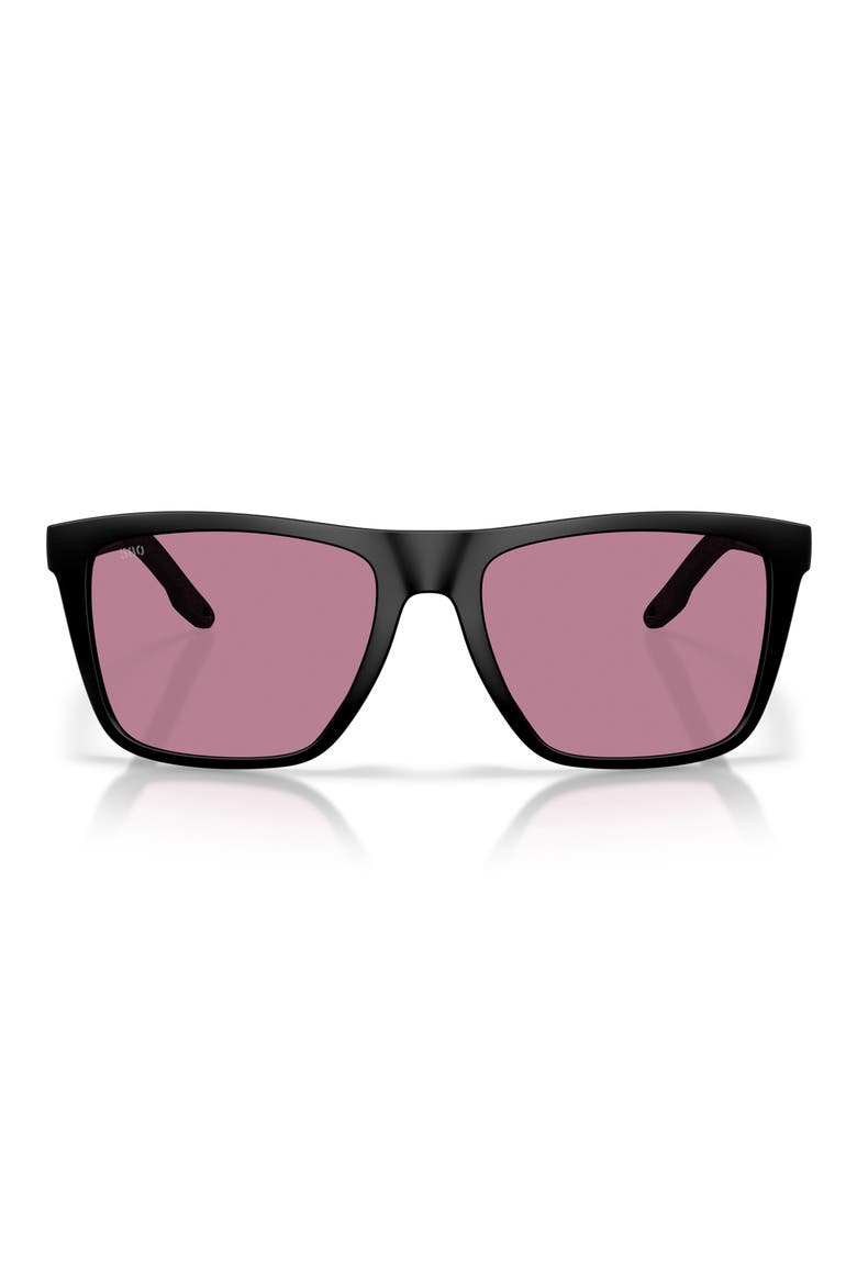 Mainsail XL 59mm Polarized Square Sunglasses, Main, color, MATTE BLACK / ROSE 580P