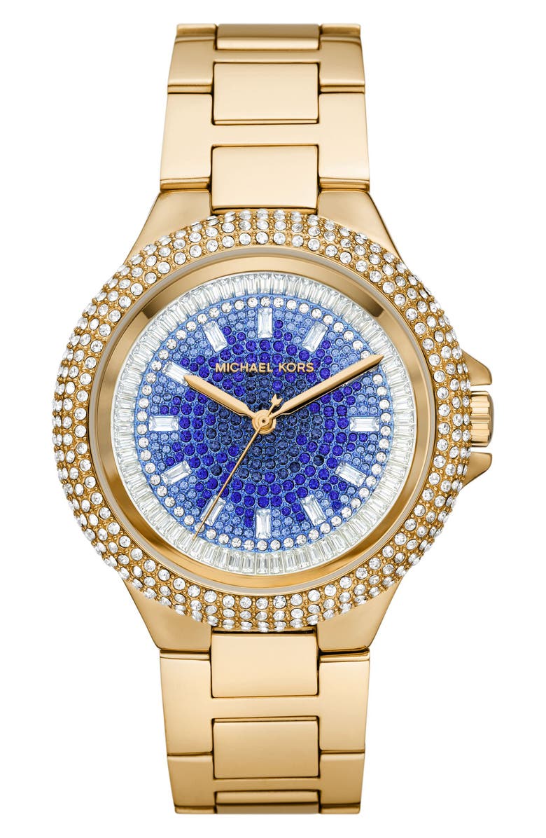 MICHAEL Michael Kors Camille Ombré Blue Crystal Pavé Bracelet Watch, 43mm, Main, color, 