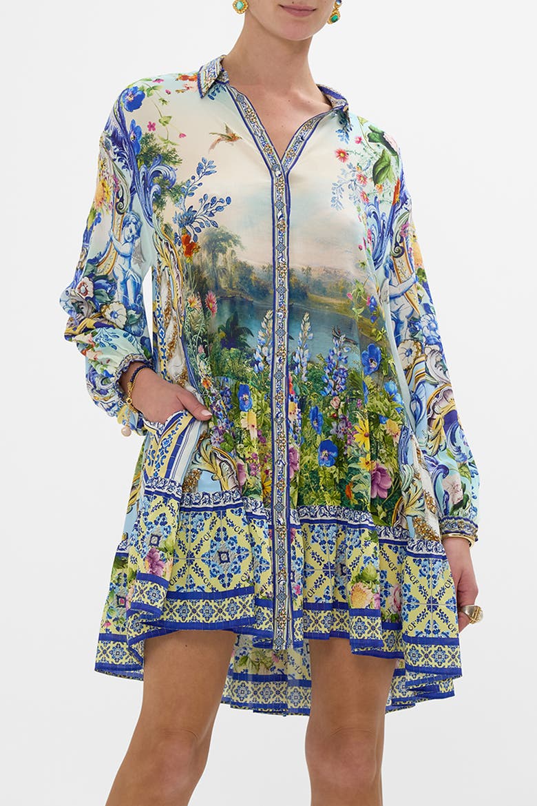 Long Sleeve Tiered Short Dress Wall To Wall Wonders, Alternate, color, Wall To Wall Wonders