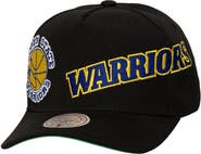 Mitchell & Ness Men's Mitchell & Ness Black Golden State Warriors Busted Logo Wordmark Wrap-Around Pro Pinch Adjustable Hat