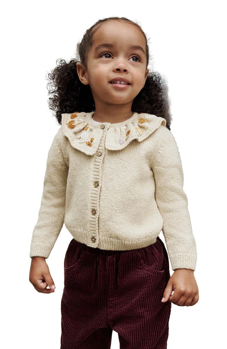 NEXT Kids' Embroidered Collar Cardigan, Alternate, color, Neutral