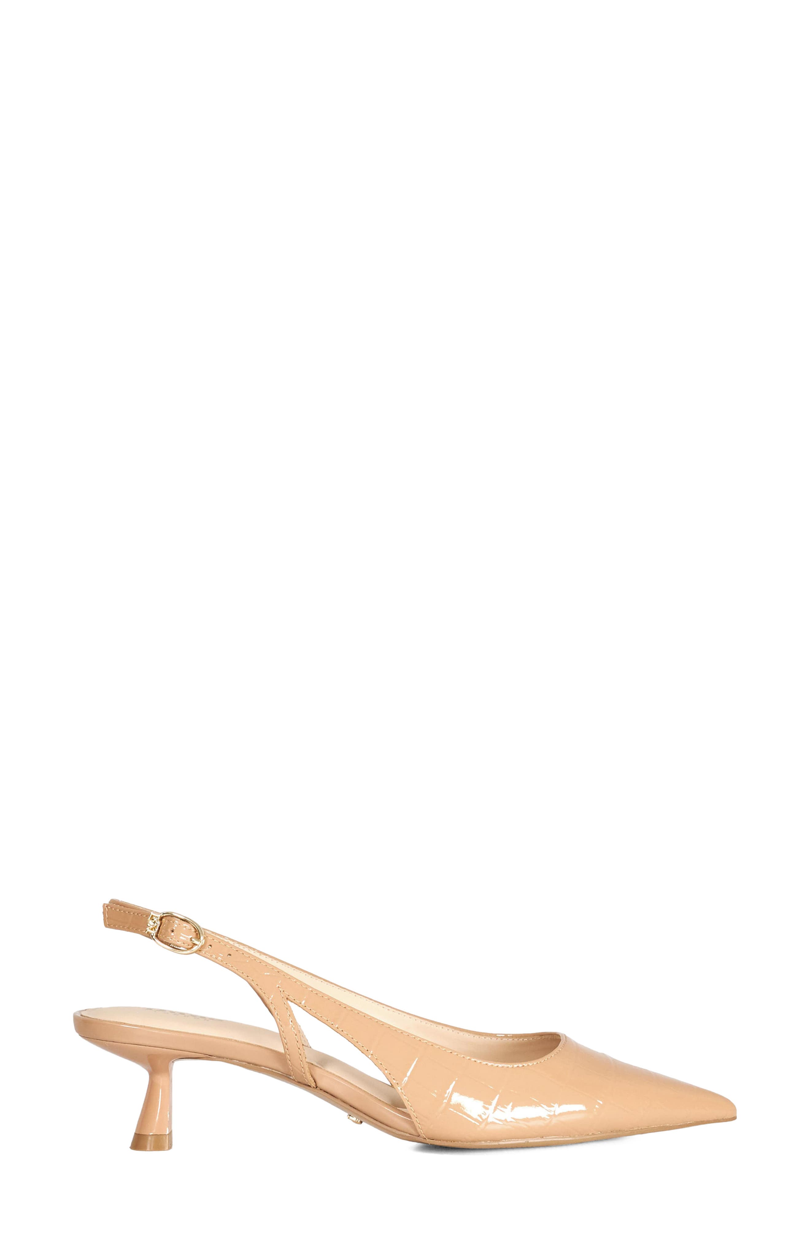 Cyan Slingback Pointed Toe Kitten Heel Pump, Alternate, color, CAMEL