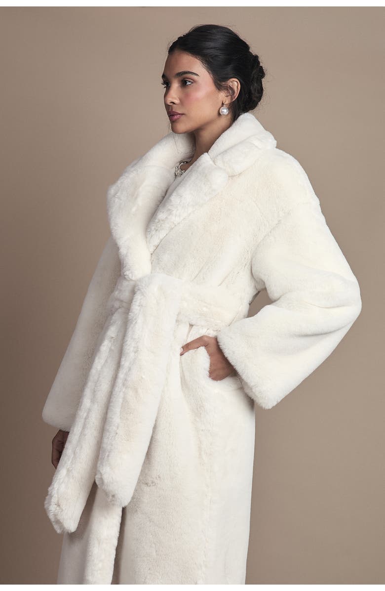 Coast Occasion Belted Longline Fur Coat, Alternate, color, Ivory