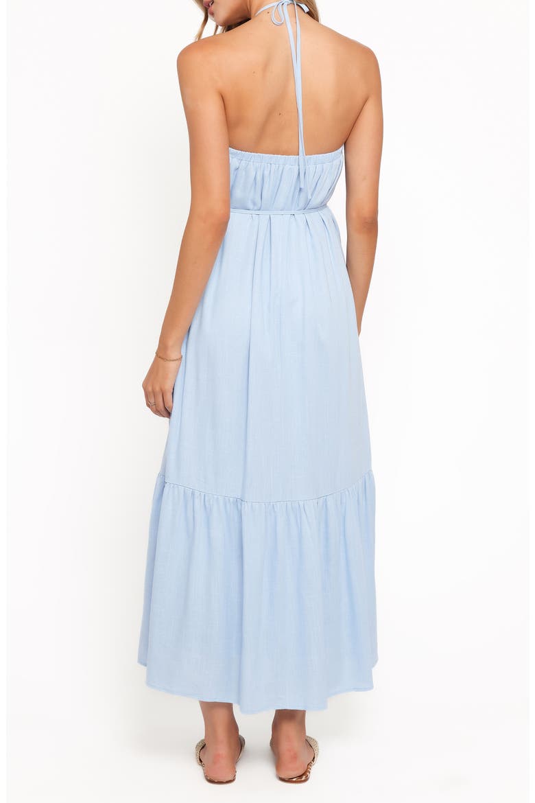 Halter Neck Linen Blend Maxi Dress, Alternate, color, PALE BLUE