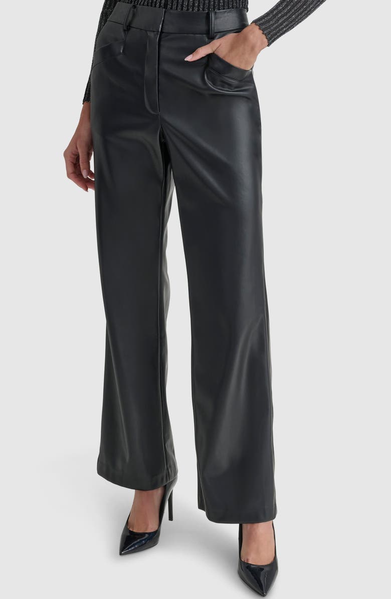 DKNY Seam Detail Wide Leg Faux Leather Pants, Main, color, 