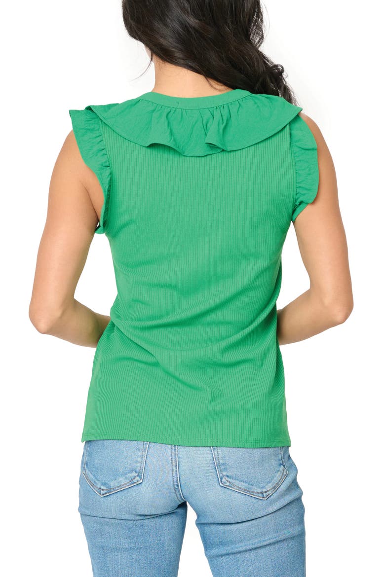 Ruffles for Days Mixed Media Top, Alternate, color, GRASS GREEN