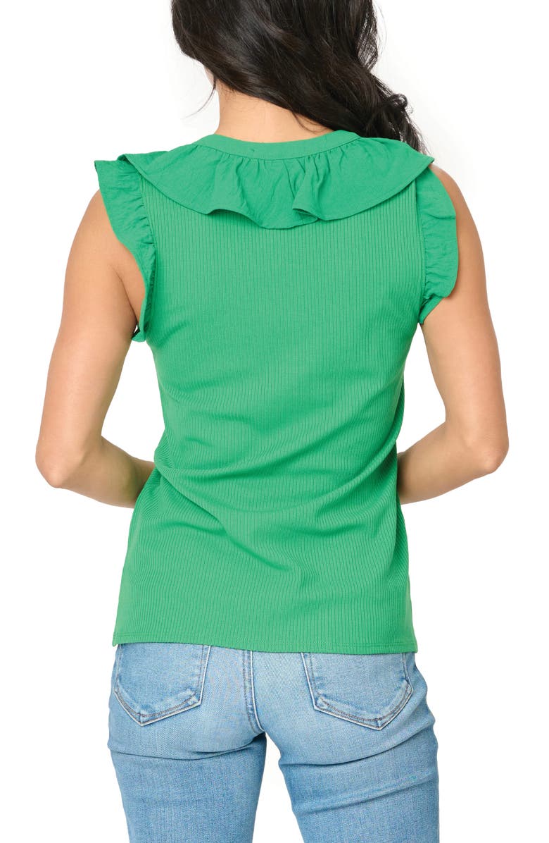 GIBSONLOOK Ruffles for Days Mixed Media Top, Alternate, color, Grass Green