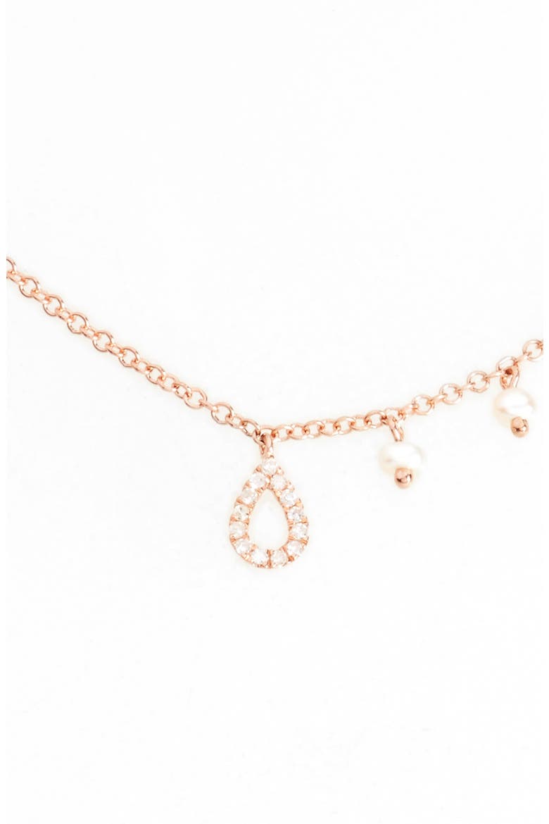 Diamond Teardrop Charm Collar Necklace, Main, color, ROSE GOLD