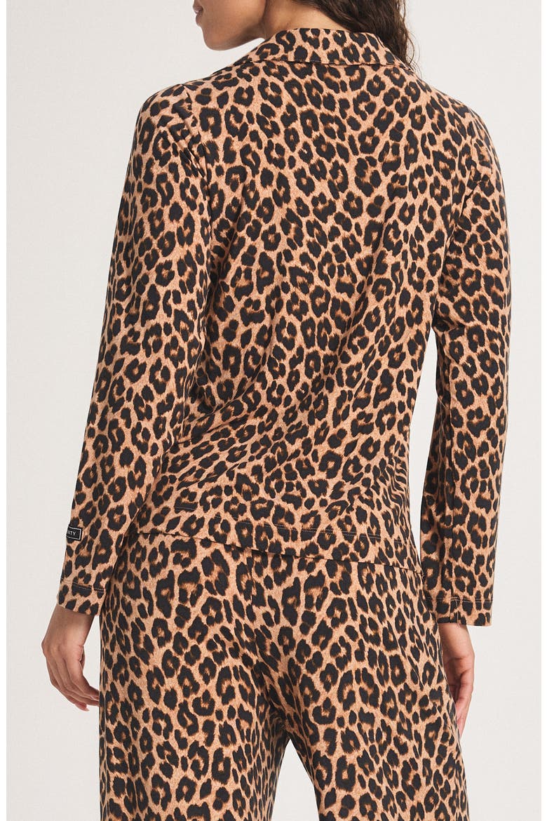 Softcore Modal Blend Pajama Button-Up Shirt, Alternate, color, TOFFEE TAN ON THE PROWL PRINT