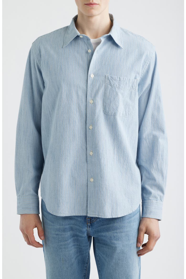 The Allday Indigo Stripe Button-Up Shirt, Alternate, color, MONACA STRIPE