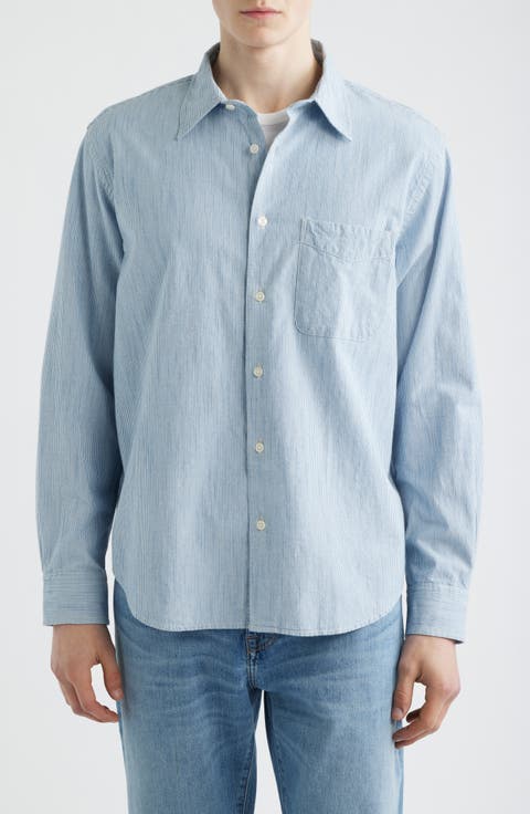 The Allday Indigo Stripe Button-Up Shirt
