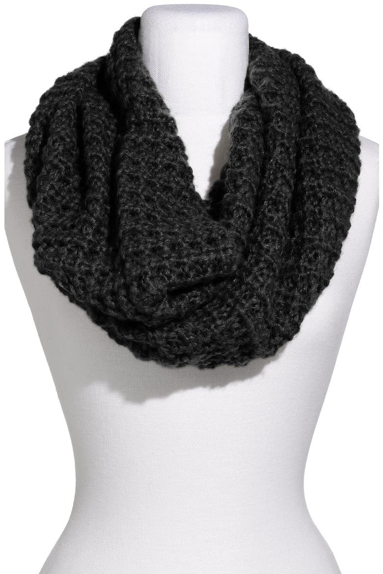 Frenchi® Waffle Knit Infinity Scarf, Main, color, BLACK