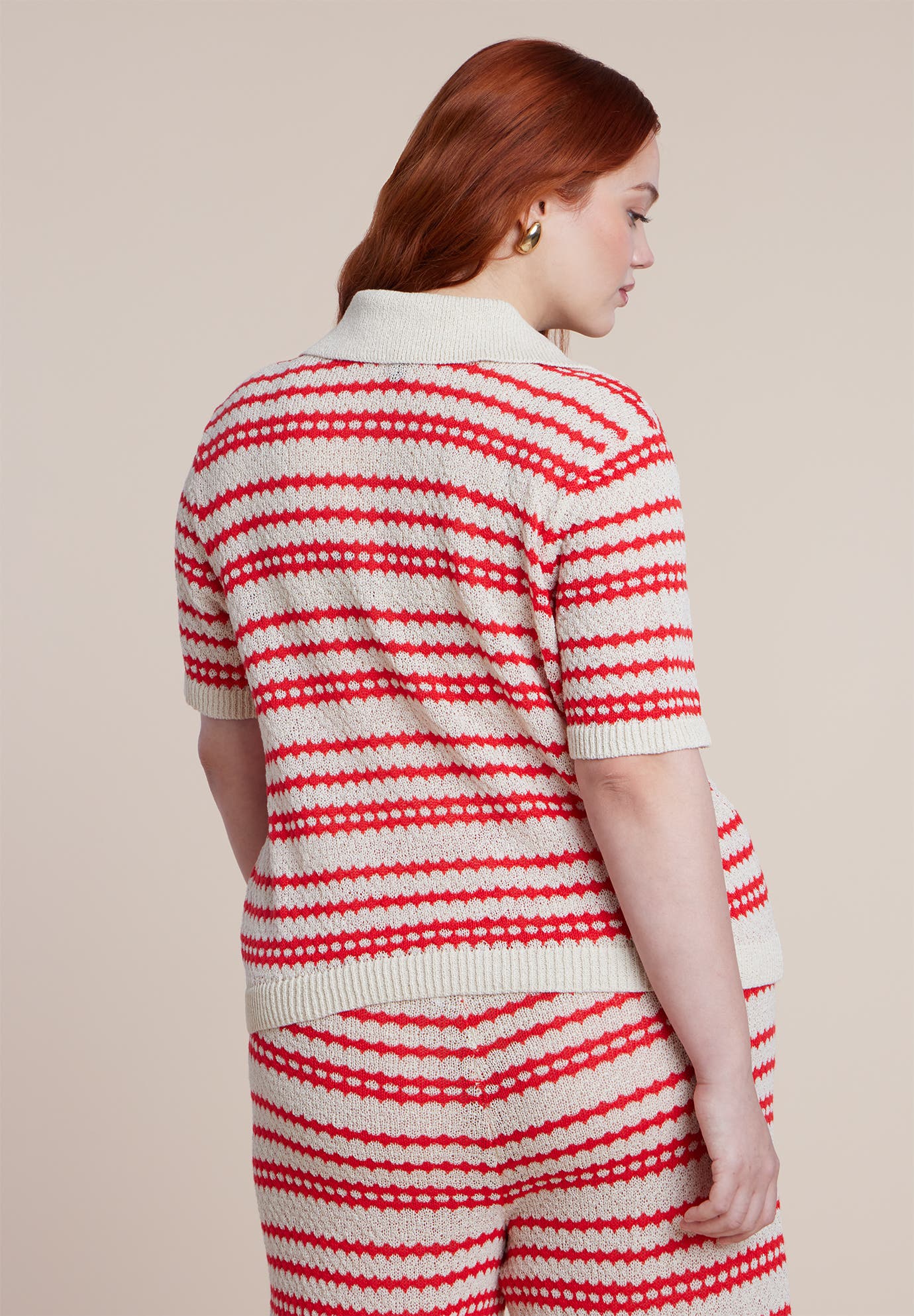 Pointelle Stripe Boxy Sweater Top - image 2