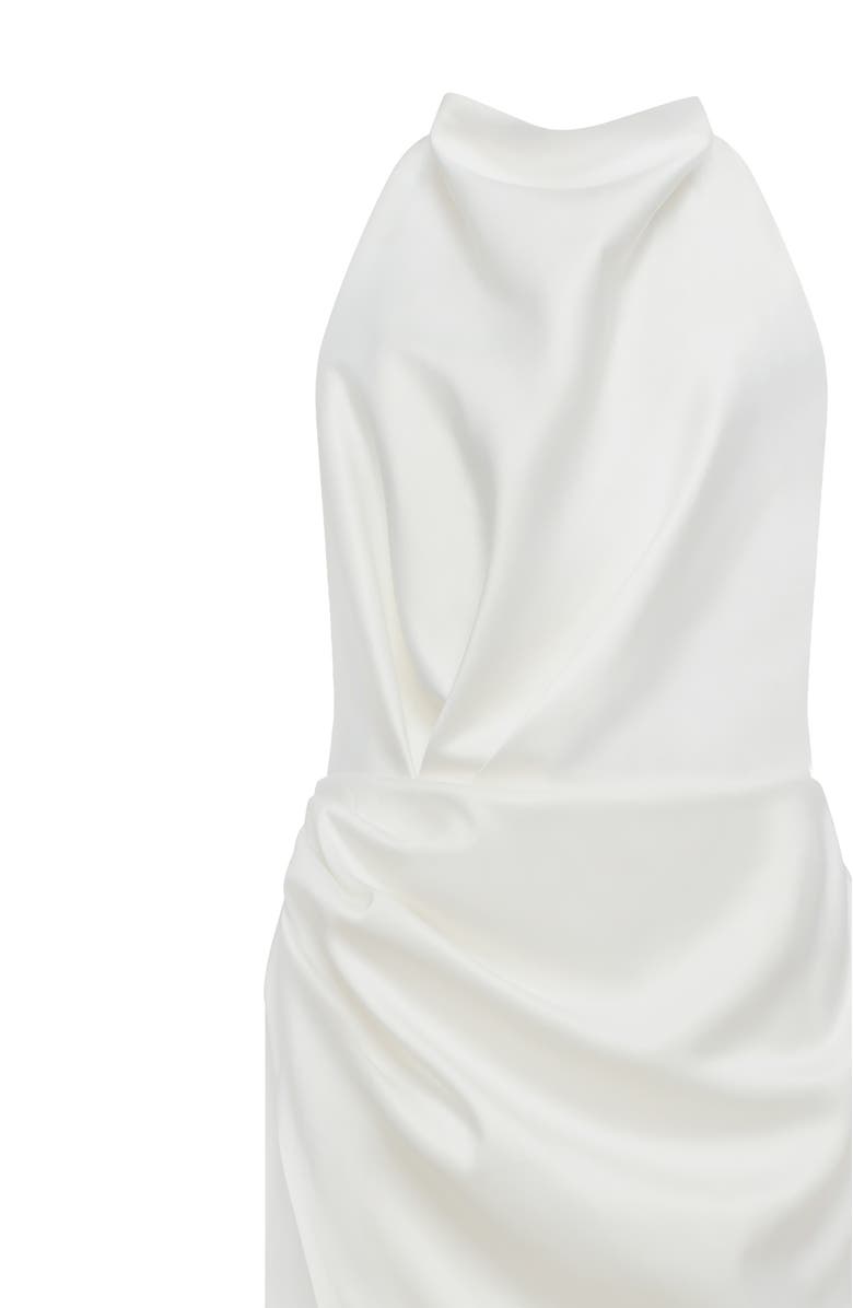 Milla White Mock Neck Sleeveless Low Slit Dress, Alternate, color, 