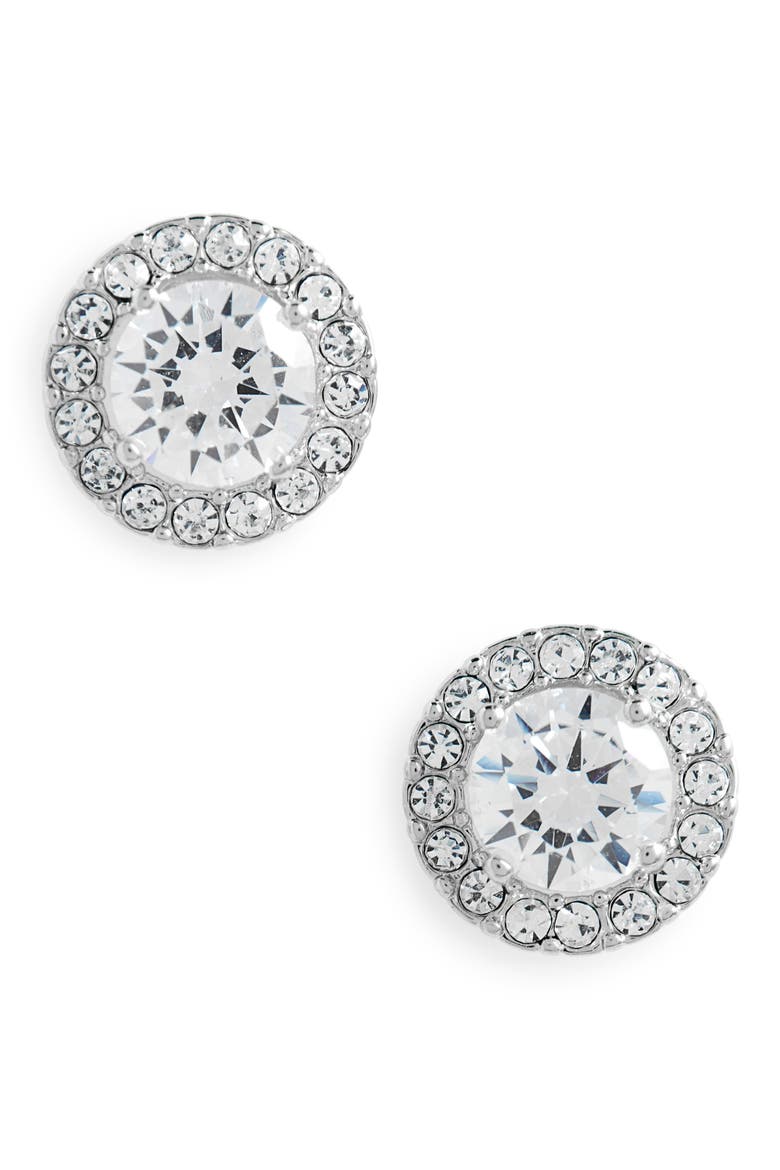 Halo Cubic Zirconia Stud Earrings, Main, color, CLEAR- RHODIUM