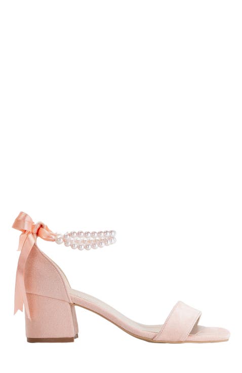 Illy Low Block Heel Sandals with Pearls