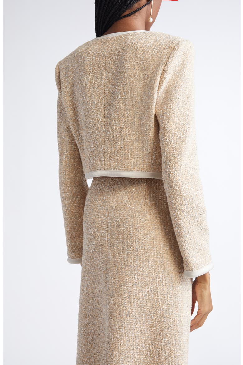 Satin Frame Metallic Latte Tweed Jacket, Alternate, color, LATTE ECRU MULTI