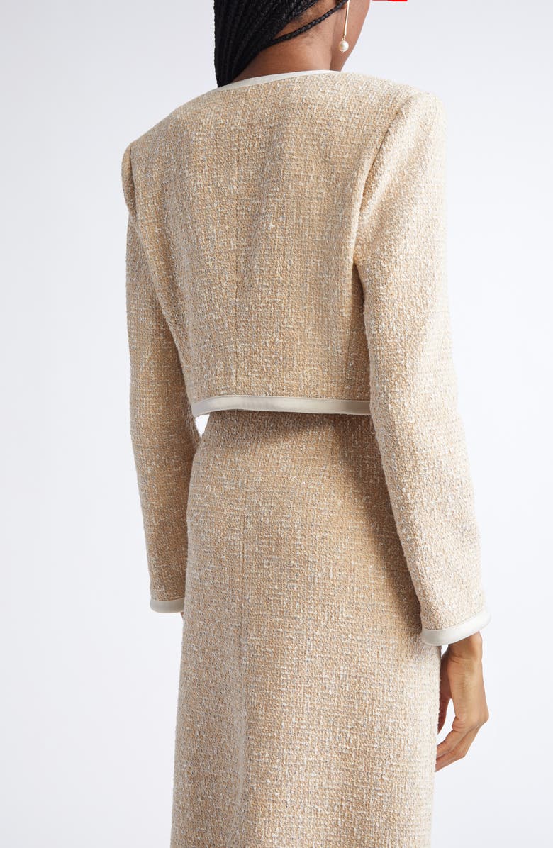 ST. JOHN Satin Frame Metallic Latte Tweed Jacket, Alternate, color, Latte Ecru Multi