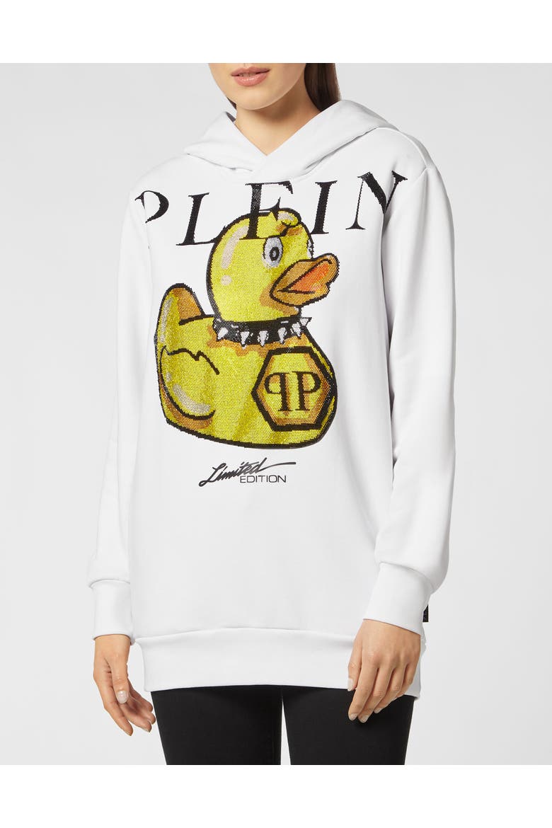 Hooded Sweatshirt Duck Women, Main, color, white