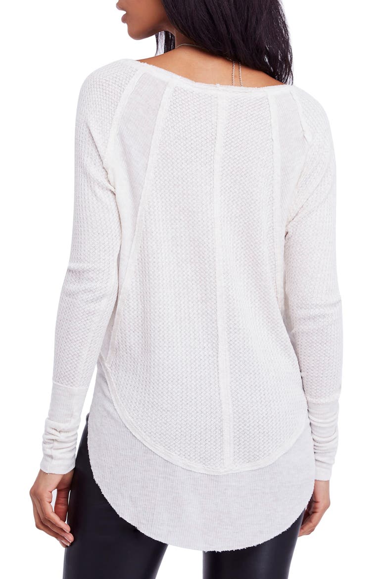 We the Free by Free People Catalina V-Neck Thermal Top, Alternate, color, SAND